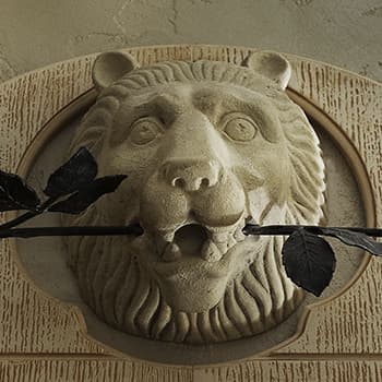 Голова льва над входной дверью