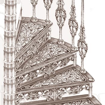 Эскиз чугунной лестницы